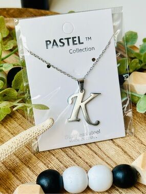 NWT Pastel Collection Silver Initial K Necklace - Stainless Steel